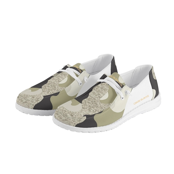 Customizable canvas slip-on loafers with flat platform heels, round toe design... from ASI 90807 Tekweld