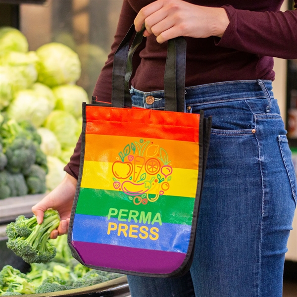 Handy mini-sized 75 GSM non-woven tote bag is perfect for a... from ASI 61966 HPG / Beacon Promotions