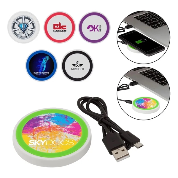 2.75" x 0.38" x 2.75" Boreus wireless charging pad with 20"... from ASI 67866 Logomark/Valumark