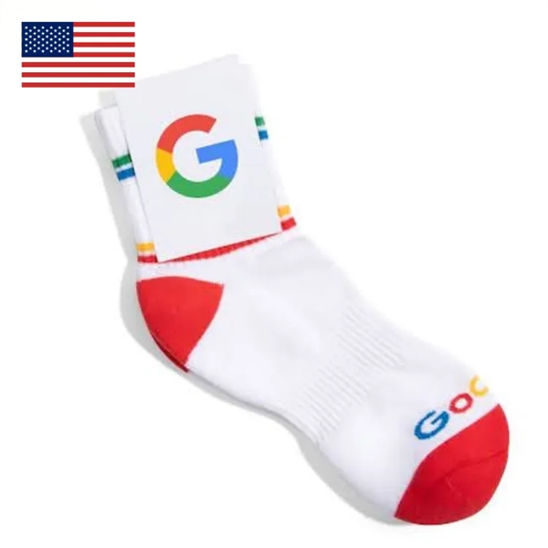 Quarter length athletic crew cotton socks with fully knit/woven designs; made... from ASI 88072 Sock Club Enterprises LLC