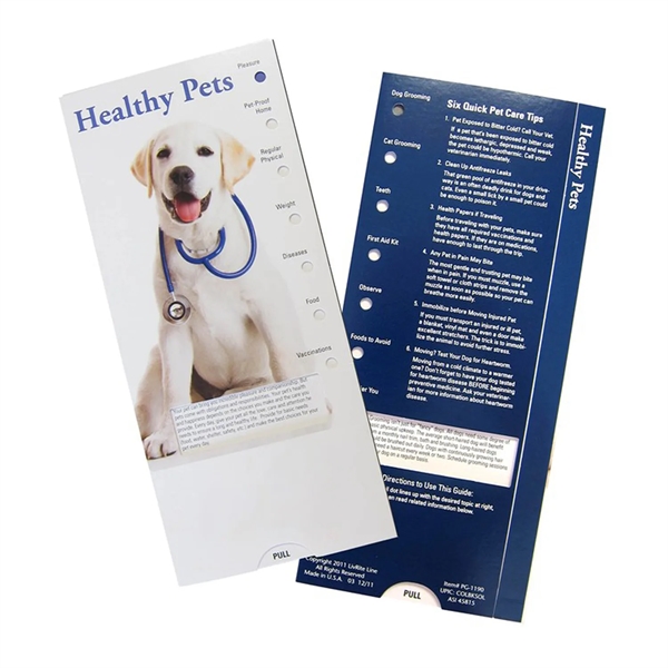 Healthy Pets Pocket Guide Slider: 3-3/4" x 8-1/2", USA-made, 1-color imprint.... from ASI 92980 WOV-IN® / Promopet