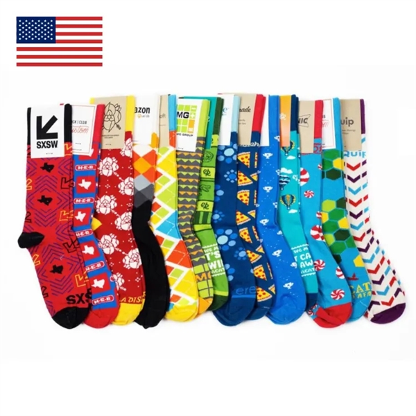 Crew length cotton socks with fully knit/woven designs; made in the... from ASI 88072 Sock Club Enterprises LLC
