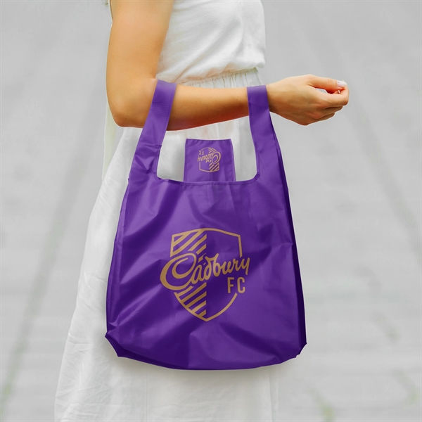 15.5" x 16" 210T polyester foldable t-shirt style tote bag. Assembled... from ASI 30250 AZX Sport USA