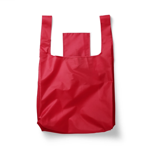 15.5" x 16" 210T polyester foldable t-shirt style tote bag. Assembled... from ASI 30250 AZX Sport USA
