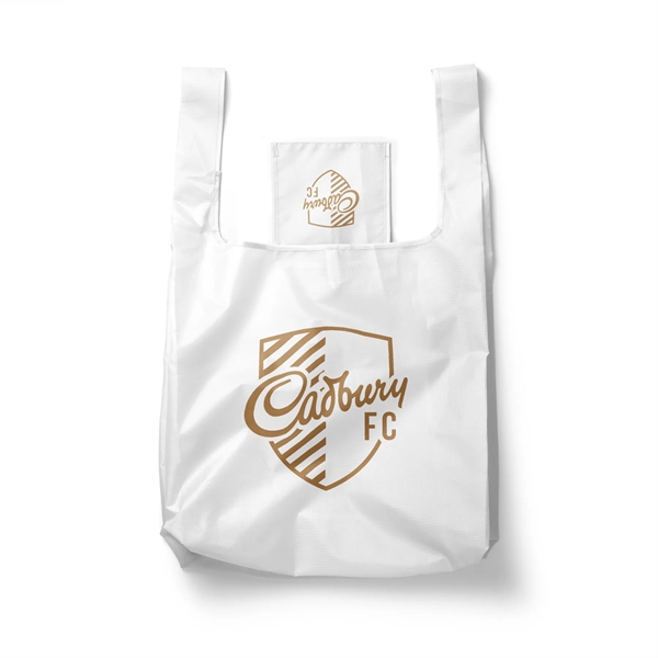 15.5" x 16" 210T polyester foldable t-shirt style tote bag. Assembled... from ASI 30250 AZX Sport USA