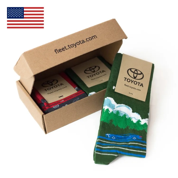 One, two, or three pair boxes with socks and fully printed... from ASI 88072 Sock Club Enterprises LLC
