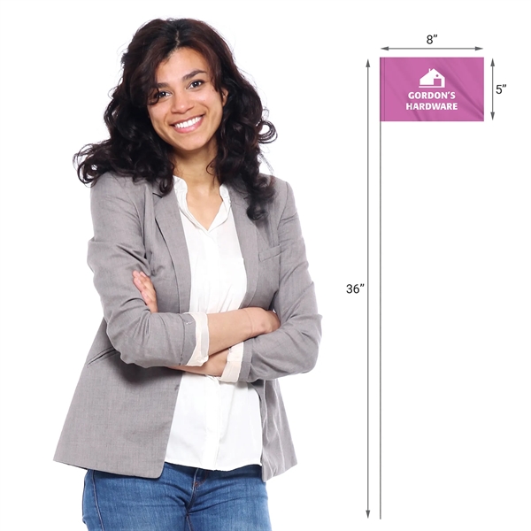 1-Color 5 x 8" Custom Marking Vinyl Flag with 36" Wire... from ASI 80228 Quinn