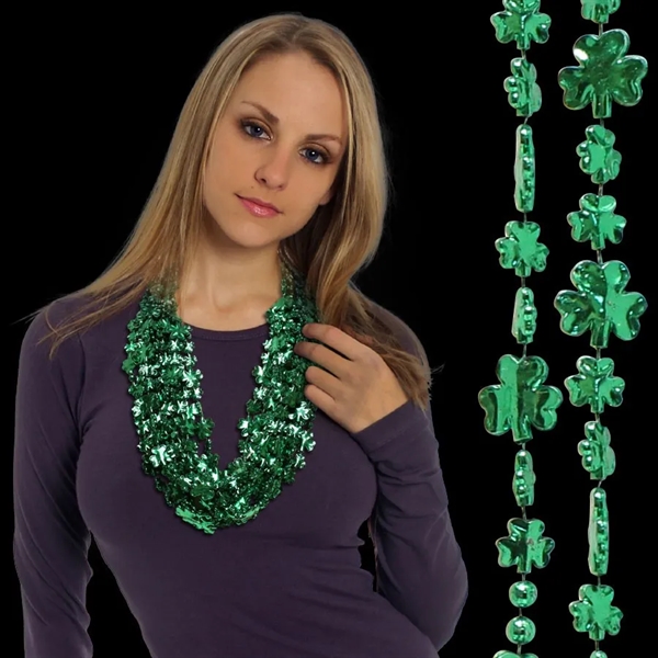 33" Mardi Gras necklace with shamrock shaped beads.... from ASI 42016 Brighter Promotions Inc / Chemical Light™