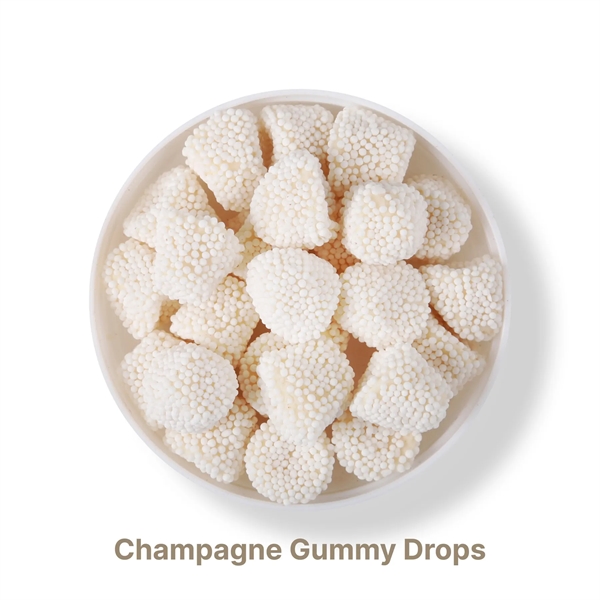 Champagne-flavored gummy drops covered with nonpareil "bubbles"... from ASI 61966 HPG / HPG Gold SugarSpot