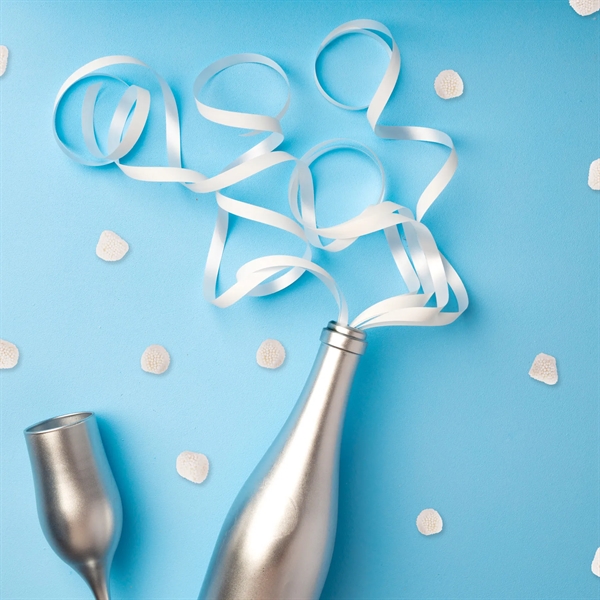 Champagne-flavored gummy drops covered with nonpareil "bubbles"... from ASI 61966 HPG / HPG Gold SugarSpot