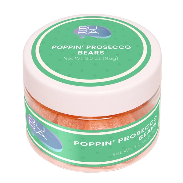 Sweet prosecco-flavored gummy candy bears finished with tart sugar crystals... from ASI 61966 HPG / HPG Gold SugarSpot