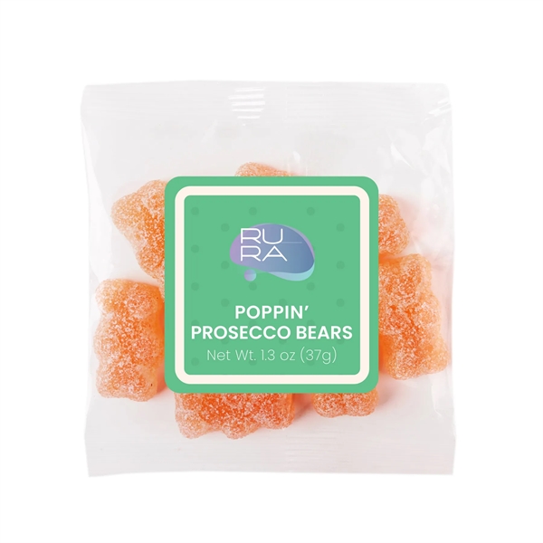 Sweet prosecco-flavored gummy candy bears finished with tart sugar crystals... from ASI 61966 HPG / HPG Gold SugarSpot