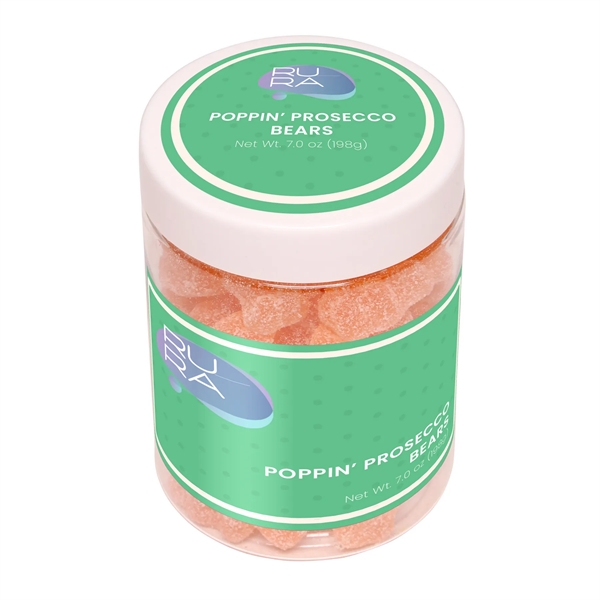 Sweet prosecco-flavored gummy candy bears finished with tart sugar crystals... from ASI 61966 HPG / HPG Gold SugarSpot