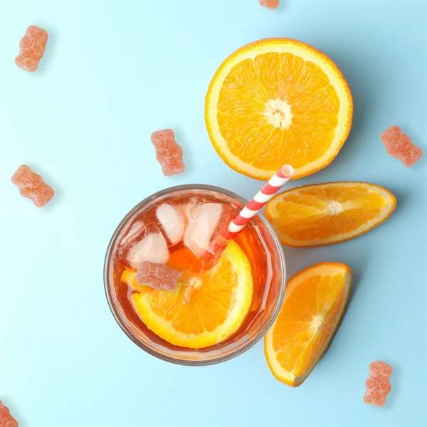 Sweet prosecco-flavored gummy candy bears finished with tart sugar crystals... from ASI 61966 HPG / HPG Gold SugarSpot