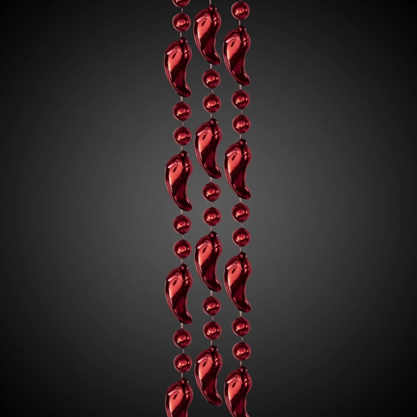 33" metallic red Mardi Gras necklace with red beads and chili... from ASI 42016 Brighter Promotions Inc / Chemical Light™