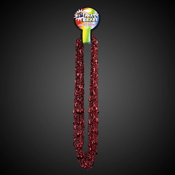 33" metallic red Mardi Gras necklace with red beads and chili... from ASI 42016 Brighter Promotions Inc / Chemical Light™