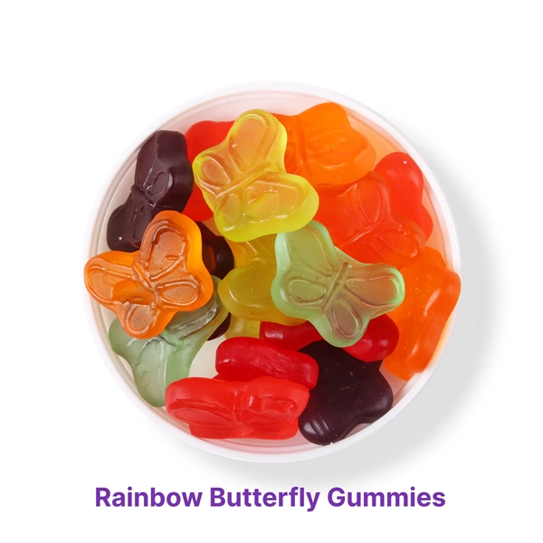 7 oz jar of fruit-flavored rainbow gummy butterfly candies packaged inside... from ASI 61966 HPG / SugarSpot