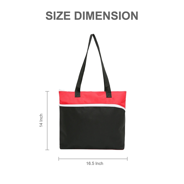 Two-tone polyester tote bag with large front zipper pocket, pen loop... from ASI 39820 Opusline (Benmex) / Opus Line