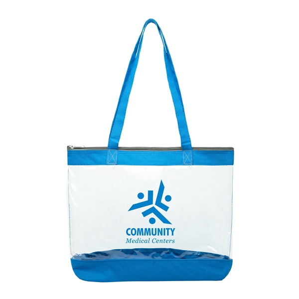 Clear PVC tote bag with 600D trim, colored fabric bottom, handles,... from ASI 39820 Opusline (Benmex) / Opus Line