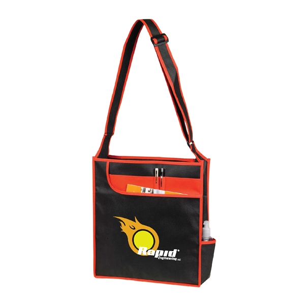 Non-woven adjustable shoulder tote with large front pocket, organizer interior pocket,... from ASI 39820 Opusline (Benmex) / Opus Line
