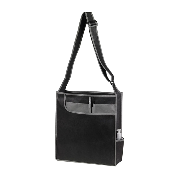 Non-woven adjustable shoulder tote with large front pocket, organizer interior pocket,... from ASI 39820 Opusline (Benmex) / Opus Line