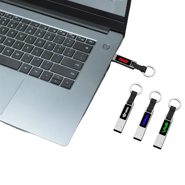LED light up USB flash drive with keyring plus laser engraving... from ASI 37218 Athena Promo (tm)
