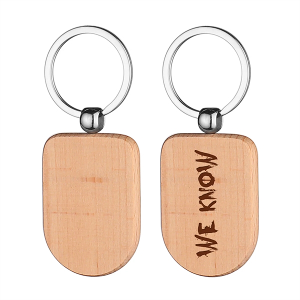 Shield shape wooden keychain plus laser engraving on 1 location... from ASI 37218 Athena Promo (tm)