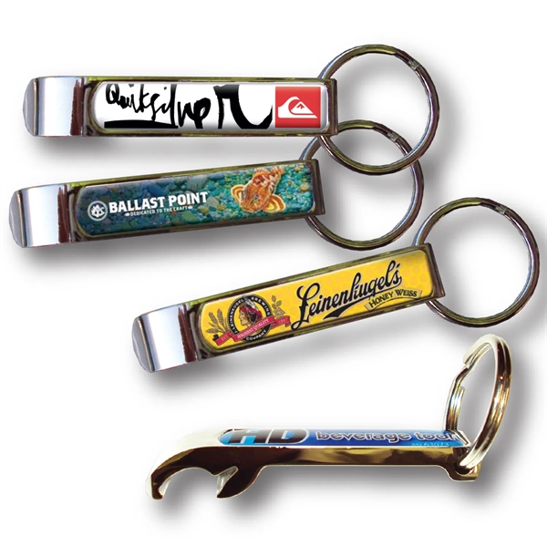 Chrome bottle opener with a heavy-duty split ring and gel coating... from ASI 63073 Openers.Beer