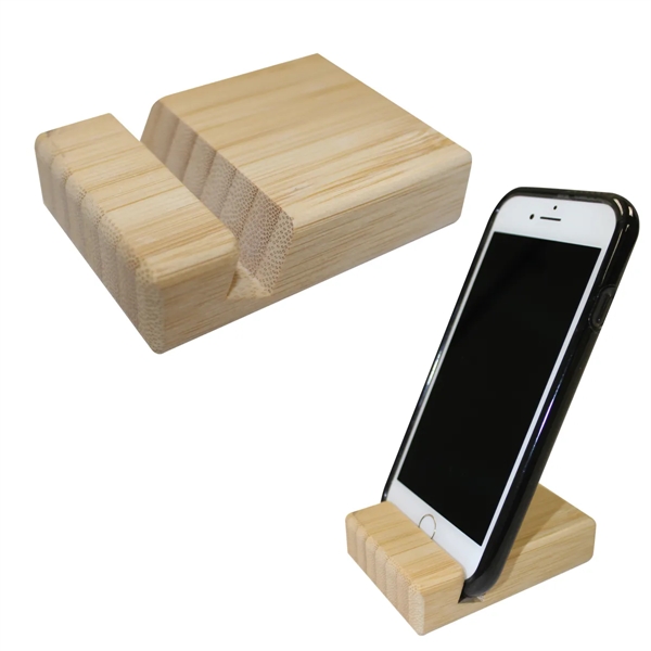 Bamboo black phone stand for use on a desk or other... from ASI 61125 Hit Promotional Products / Hit®