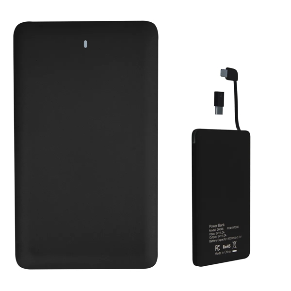 Slim 3-in-1 plastic 4000mAh powerbank in black or white.... from ASI 61125 Hit Promotional Products / Hit®
