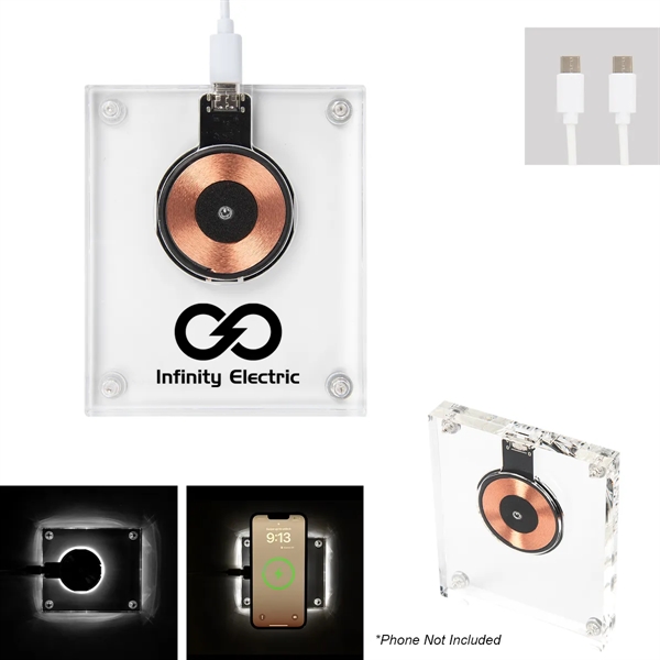 Wireless charger with an 8000mAh lithium-ion battery, LED lights, 15W output... from ASI 61125 Hit Promotional Products / Hit®