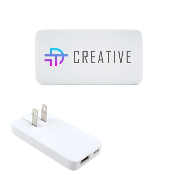 Wall charger with a USB-C and USB-A AC adapter, folding prongs,... from ASI 61125 Hit Promotional Products / Hit®