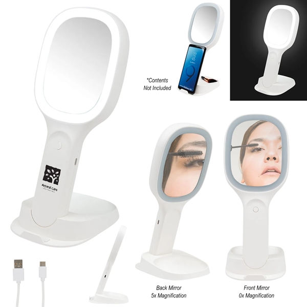 Light-up, double-sided mirror with wireless charger.... from ASI 61125 Hit Promotional Products / Hit®