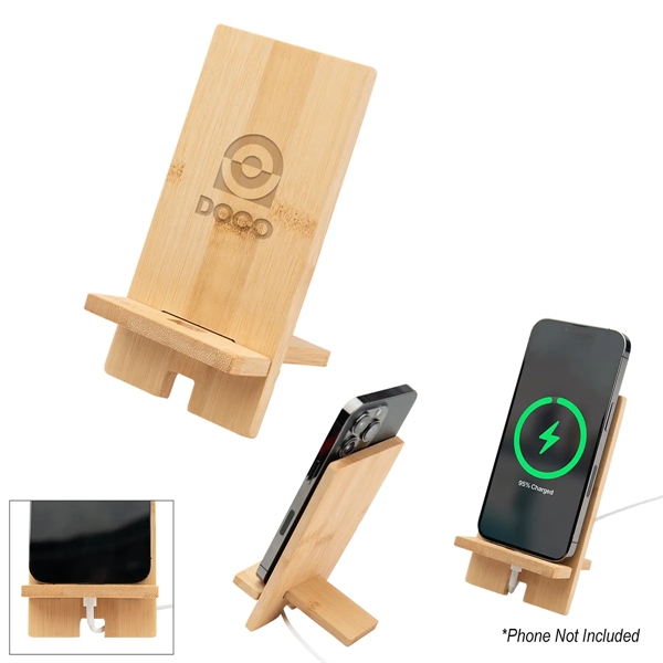 Bamboo phone stand with slot for charging cable.... from ASI 61125 Hit Promotional Products / Hit®