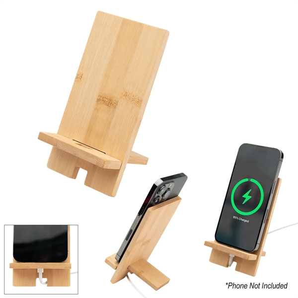 Bamboo phone stand with slot for charging cable.... from ASI 61125 Hit Promotional Products / Hit®