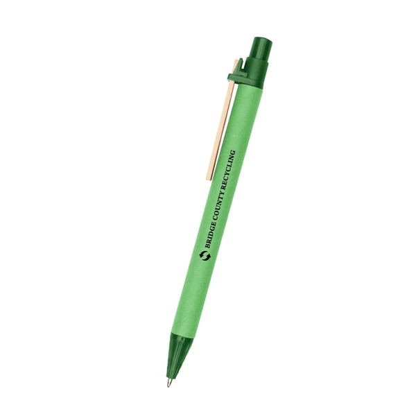 Plunger action ballpoint pen with paper barrel and wooden clip.... from ASI 61125 Hit Promotional Products / Hit®