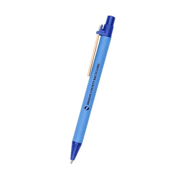 Plunger action ballpoint pen with paper barrel and wooden clip.... from ASI 61125 Hit Promotional Products / Hit®