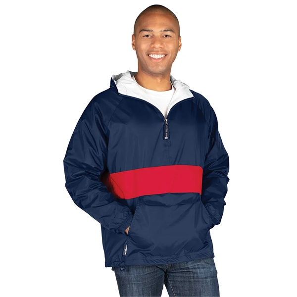 Wind and water-resistant River Tec nylon pullover with 100% cotton flannel... from ASI 44620 Charles River Apparel