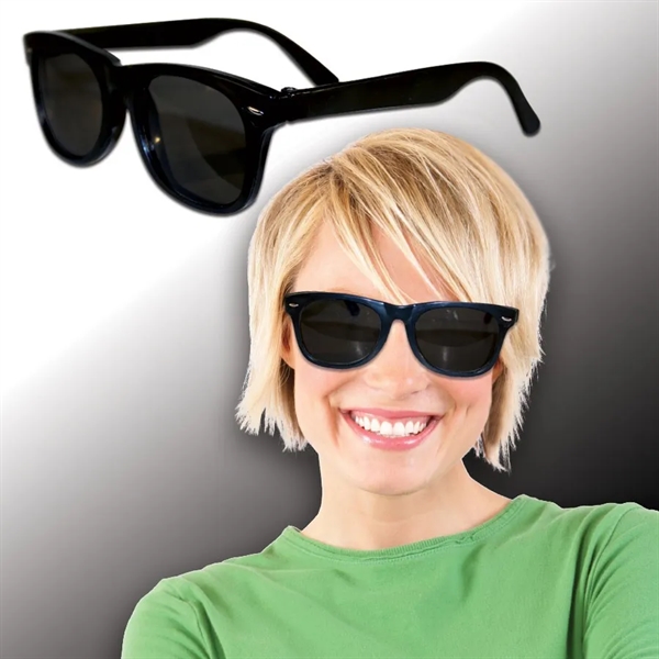 Classic black sunglasses with imprint options; one size fits most.... from ASI 42016 Brighter Promotions Inc / Chemical Light™