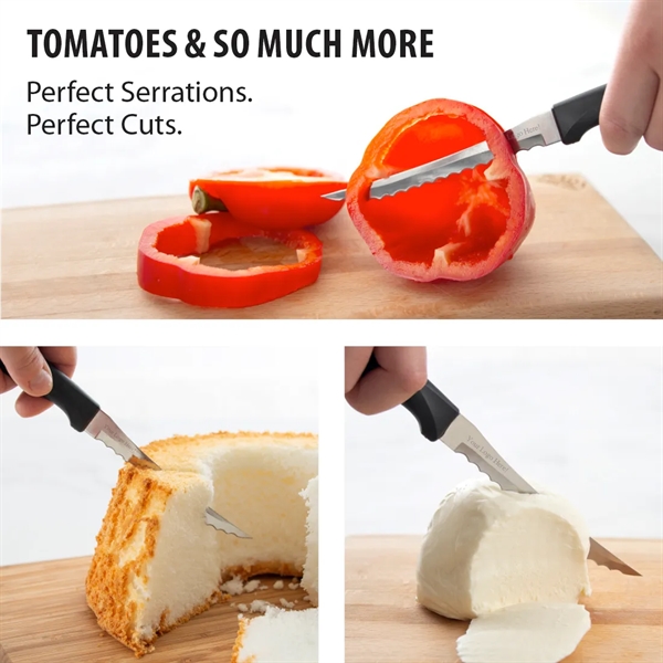 The blade size of this Tomato Slicer Knife is 5" &... from ASI 35560 American Made Cutlery / American Made Cutlery