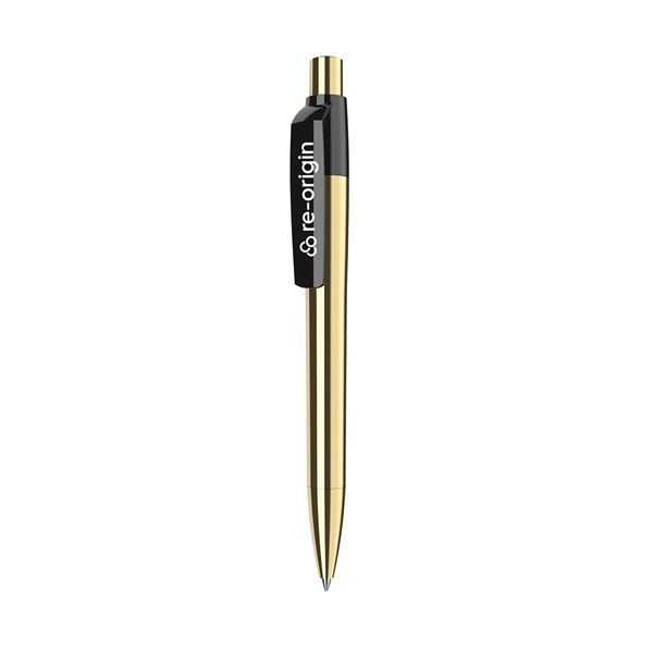 Retractable ballpoint pen with gold finish metal barrel, solid color clip... from ASI 68507 The Magnet Group / Castelli