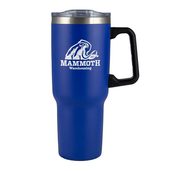 40-ounce mug with double-wall insulation, handle, leak-resistant lid, and straw.... from ASI 57653 Gold Bond
