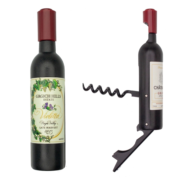 Wine bottle shaped corkscrew and bottle opener with magnetic back.... from ASI 52263 EMT / EMT EMT EASY