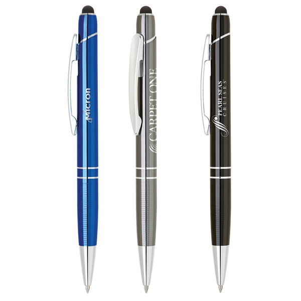 Sleek anodized color aluminum ballpoint pen with capacitive stylus and textured... from ASI 90859 Tempo Industries Inc / Tempoline