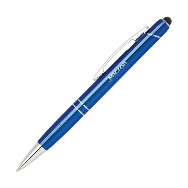 Sleek anodized color aluminum ballpoint pen with capacitive stylus and textured... from ASI 90859 Tempo Industries Inc / Tempoline