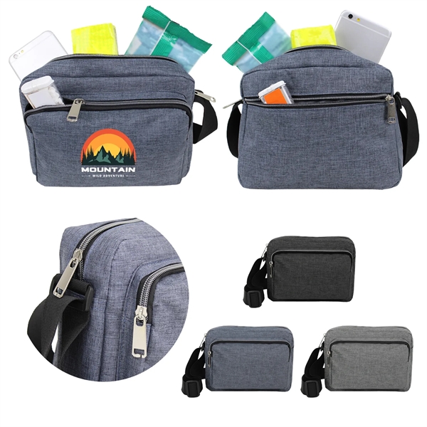 9" x 6.5" x 3.5" crossbody pouch with zipper closures and... from ASI 37980 Bagworld