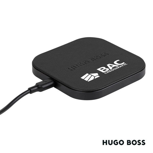 Hugo Boss® Iconic Wireless Charger with matte black metal accents and... from ASI 84592 St Regis Group