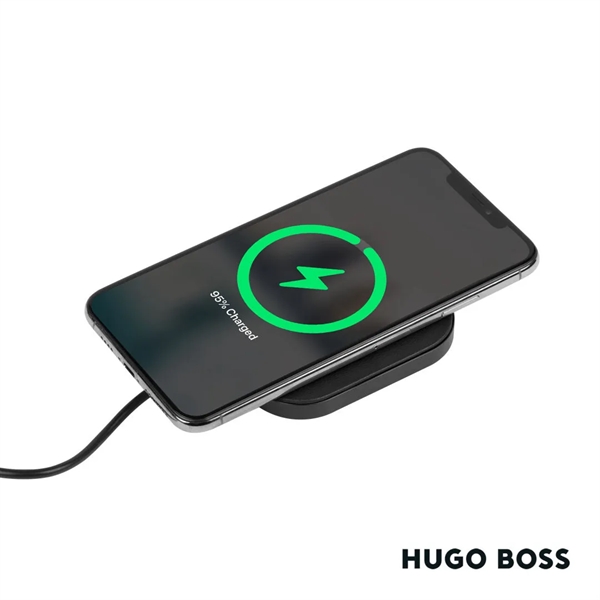 Hugo Boss® Iconic Wireless Charger with matte black metal accents and... from ASI 84592 St Regis Group