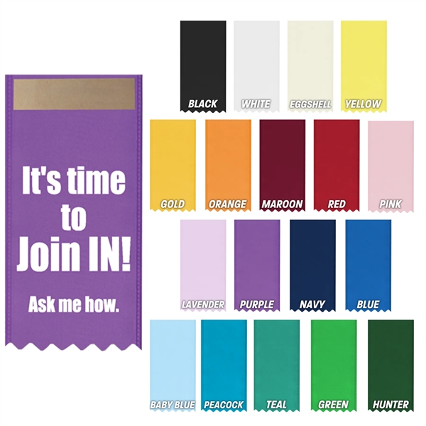 Premium grade custom ribbon with pinked edges, 1 5/8" x 4".... from ASI 93520 Ventura Inc