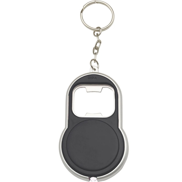 Bottle opener keychain with LED plus 1 color silkscreen imprint on... from ASI 37218 Athena Promo (tm)